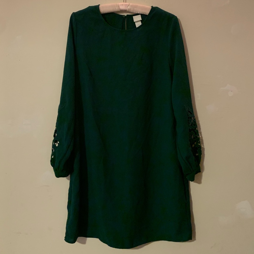 H&M Emerald Green Long Sleeve Dress Size 10